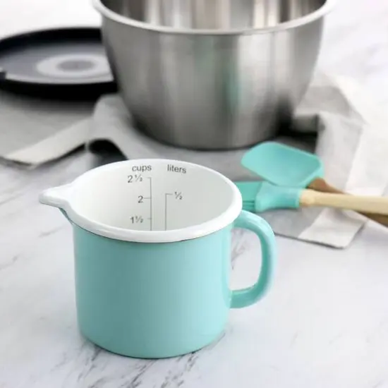 Martha Stewart 2.5 Cup Aqua Enamel on Steel Measuring Cup {5}
