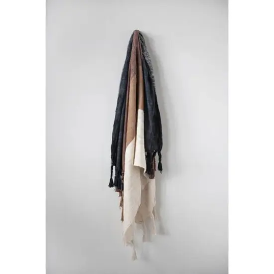 Woven Cotton Color Blocked Striped Throw {4}