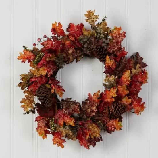 24" Maple, Berries & Pinecone Fall Wreath {4}