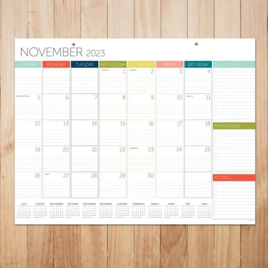 TF Publishing 2023 - 2024 Rainbow Blocks Large Desk Pad Monthly Blotter Calendar {5}