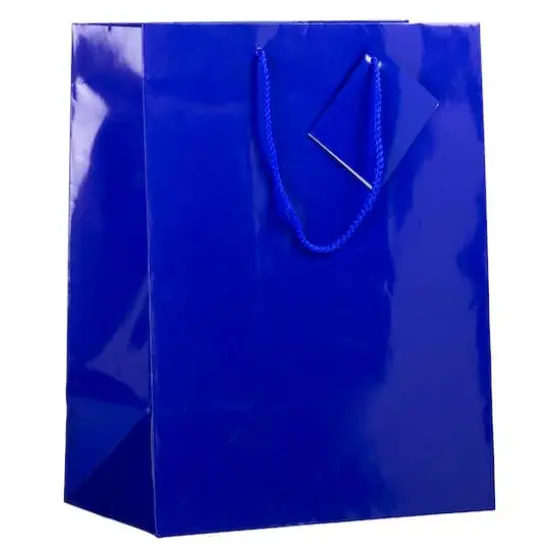 JAM Paper Large Glossy Gift Bags, 6ct. Blue {1}