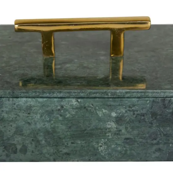 Green Marble Box with Gold Bar Handles Set {4}