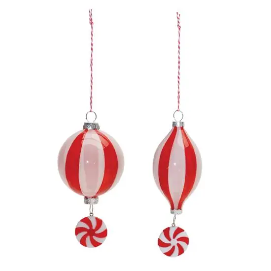 Glass Peppermint Drop Ornament Set {3}