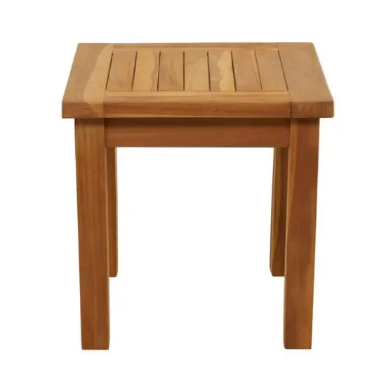 19" Brown Teak Wood Slatted Outdoor Accent Table {6}