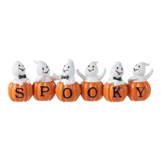 Glitzhome&reg; 15.5"L Halloween Polyresin SPOOKY Ghost Pumpkin Table Decor {1}