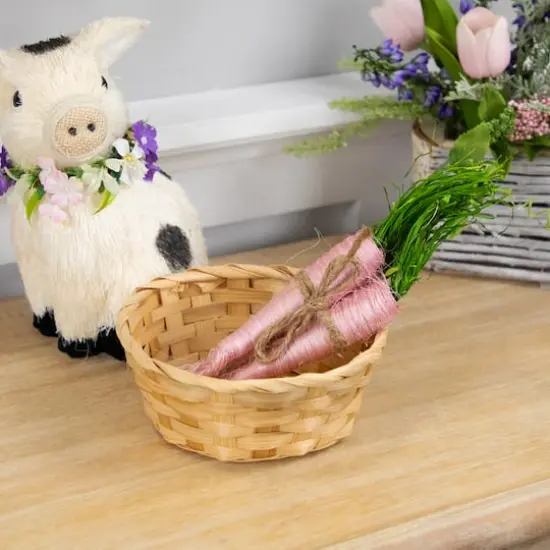 9" Pink Straw Carrot Easter Decorations Set {4}