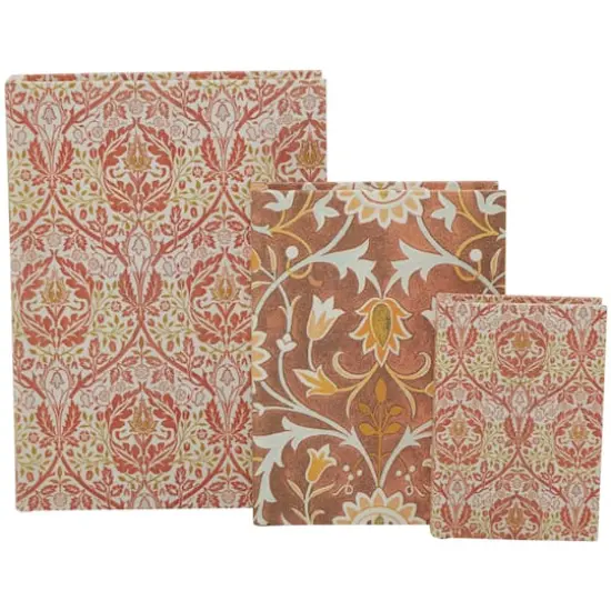 Orange Floral Faux Leather Faux Book Box Set {4}