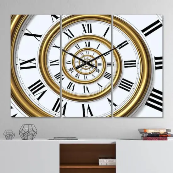 Designart 'Time Spiral In Antique Style Modern Multipanel Wall Clock {3}