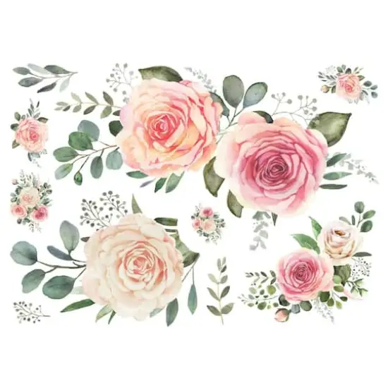 RoomMates Pink Roses Peel & Stick Giant Wall Decals {1}