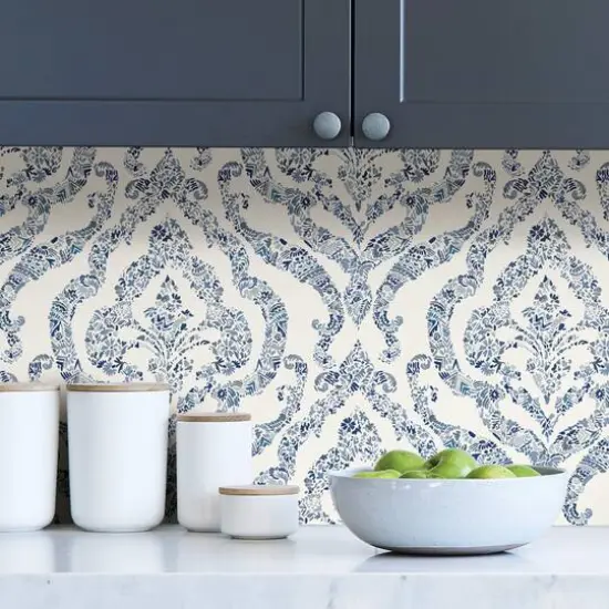 NuWallpaper Blue Guildford Peel & Stick Wallpaper {4}