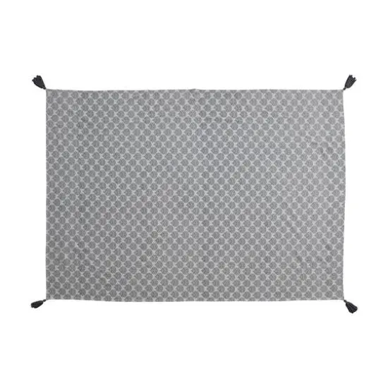 Hello Honey&reg; 84" Gray & Gold Cotton Printed Tablecloth with Leaf Pattern & Tassels {6}