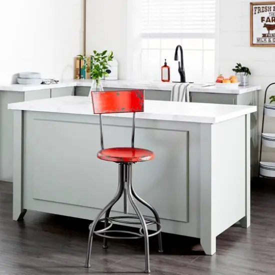 41" Metal Vintage Bar Chair Red {6}