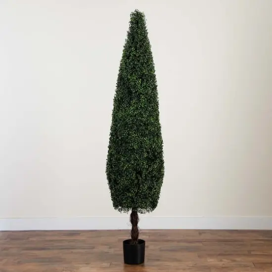 7ft. UV-Resistant Potted Boxwood Topiary Cone Tree {4}
