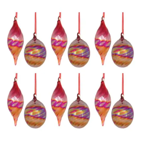 12ct. Assorted Iridescent Glass Ornament Set {6}