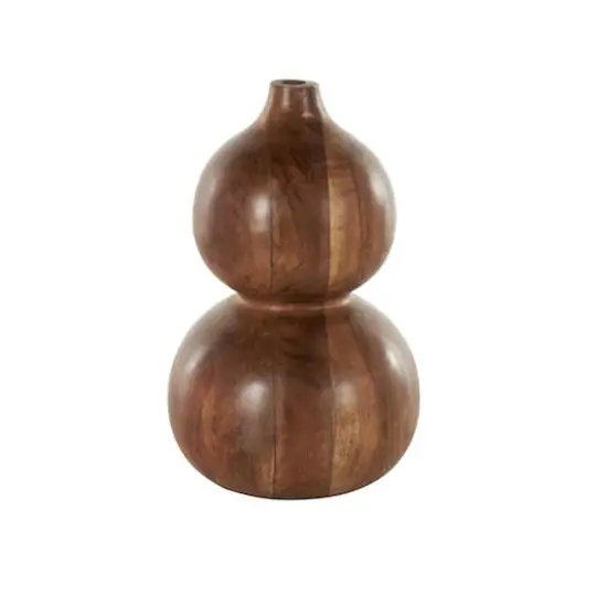 11" Brown Wood Bubble Vase with Natural Wood Grains {4}