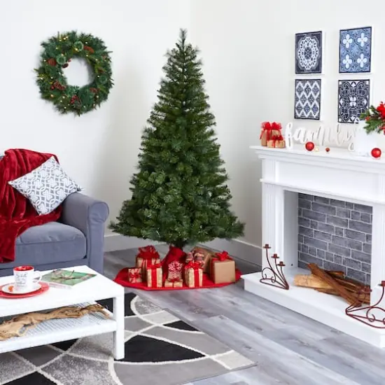 6ft. Pre-Lit Mount Hood Spruce Artificial Christmas Tree, Warm White LED Lights {10}