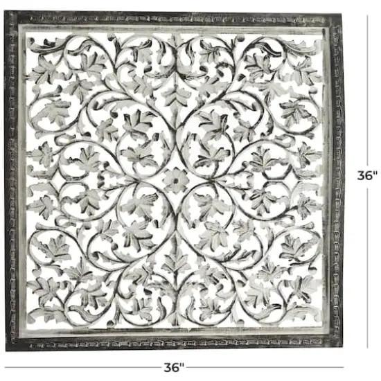 36" White Floral Mango Wood Wall D&eacute;cor {6}