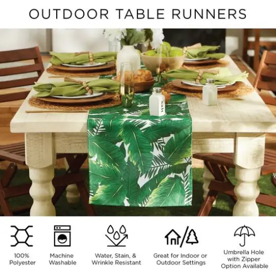 DII&reg; Blue Ocean Stripe Print Outdoor Table Runner, 14x72 {8}