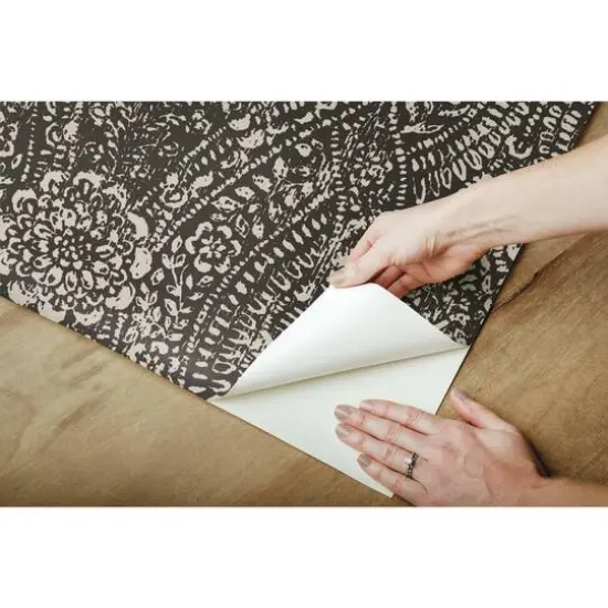 RoomMates Ornate Ogee Peel & Stick Wallpaper Black and Taupe {9}