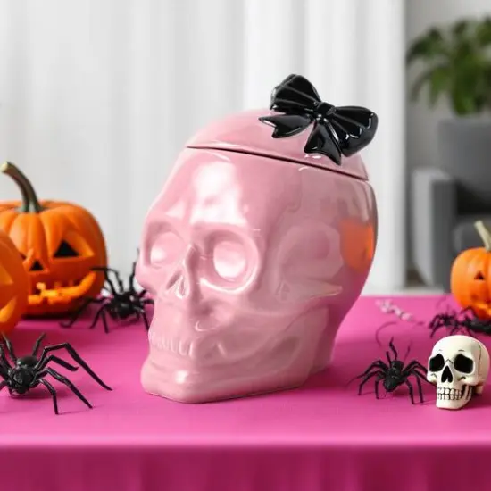 8" Pink Skeleton Ceramic Cookie Jar by Ashland&reg; {3}