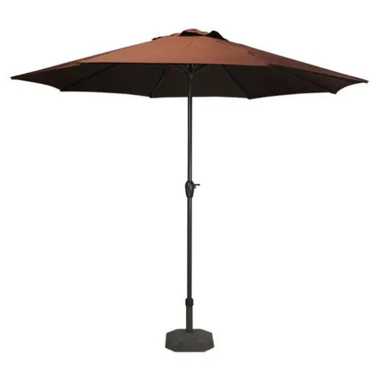 9ft. Brown & Black Outdoor Patio Market Umbrella {1}