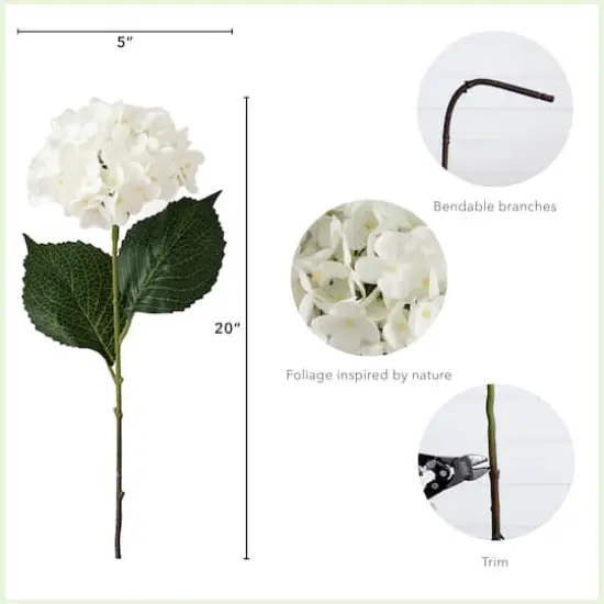 20" White Hydrangea Flower Stems, 3ct. {5}