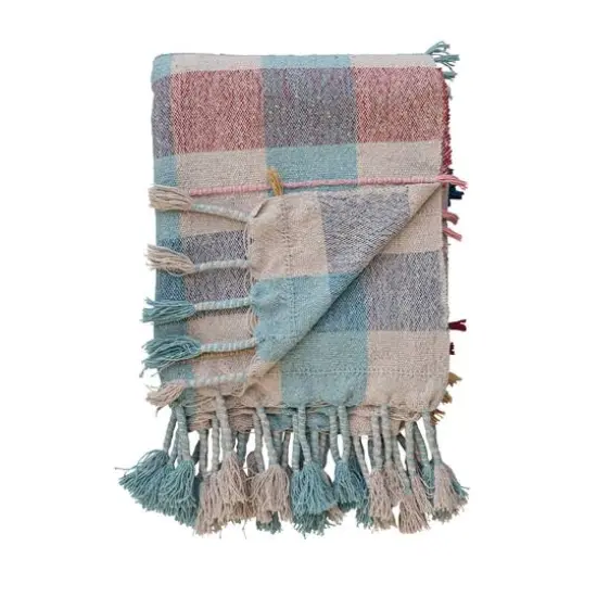 Hello Honey&reg; Multicolor Plaid Braided Fringe Throw Blanket {10}