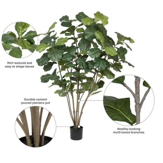 5ft. Potted Artificial Green Fiddle Tree {9}