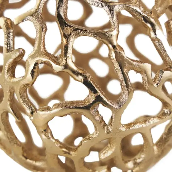 Open Lattice Work Aluminum Decorative Ball Orbs & Vase Filler Set Gold {5}