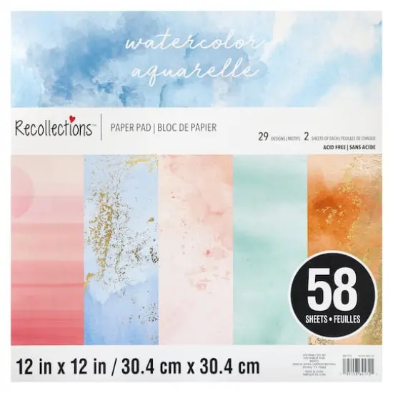 Watercolor Paper Pad by Recollections&trade;, 12" x 12" {1}