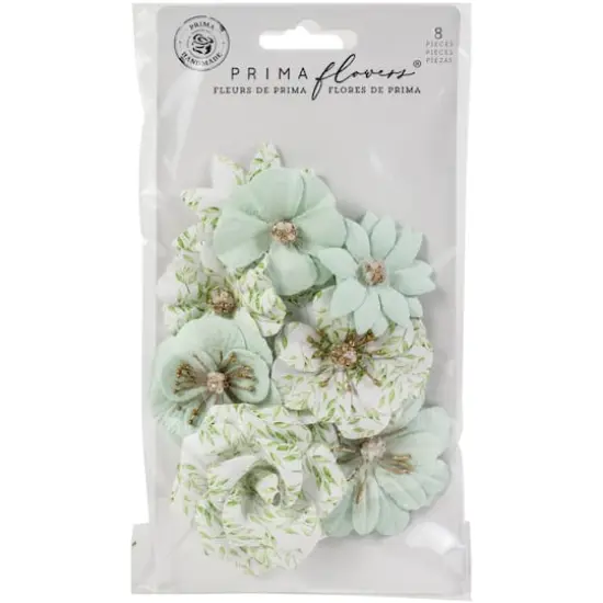 Prima&reg; Watercolor Florals Collection Minty Water Mulberry Paper Flowers {1}