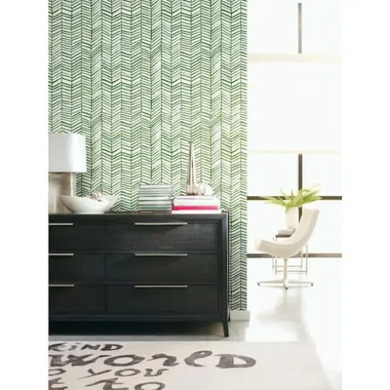 RoomMates Cat Coquillette Herringbone Peel & Stick Wallpaper Green/White {4}