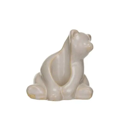 Hello Honey® 3.25" White Stoneware Bear Taper Candleholder with Reactive Glaze {1}