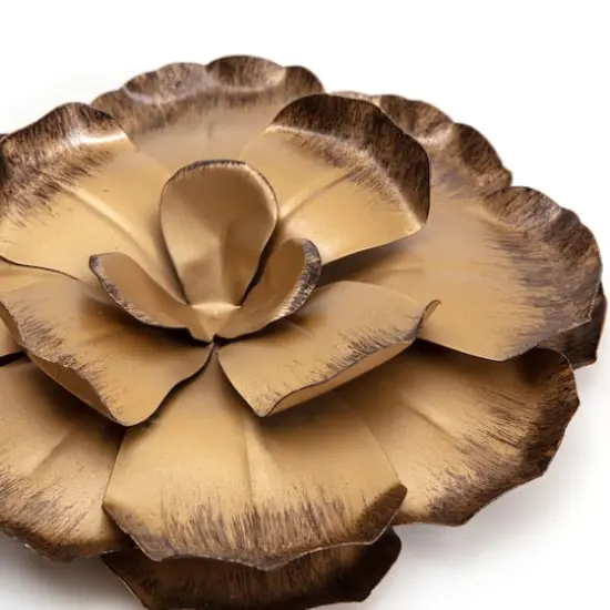 Habitat Decor Zinnias Bronze Flower Metal Wall Art Set {6}