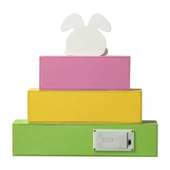 Glitzhome&reg; 12" Easter LED Lighted Wooden Bunny Block Word Sign {8}