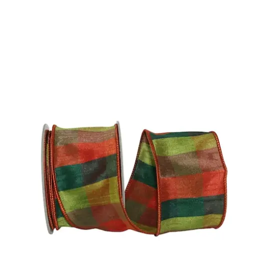 JAM Paper 2.5" x 10yd. Dupioni Wired Edge Raymond Plaid Ribbon {1}