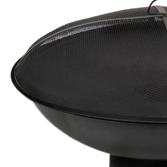 32" Black Cast Iron Fire Pit Bowl with Screen {4}