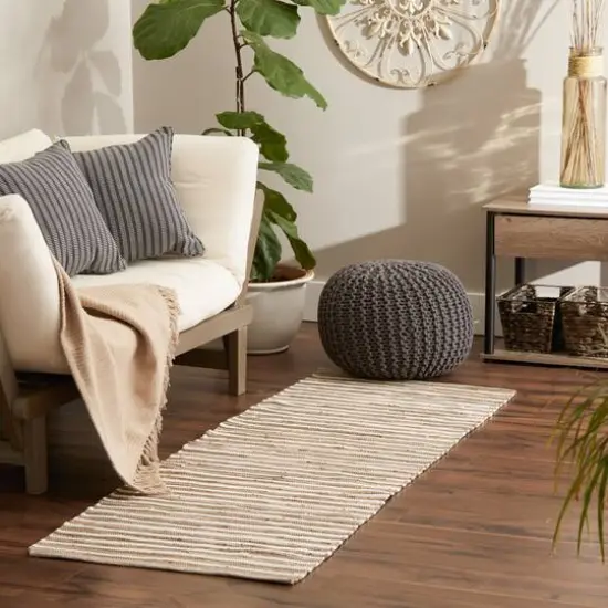 DII&reg; Slim Stripe Cotton Chindi Rug, 2ft. x 6ft. Taupe {5}