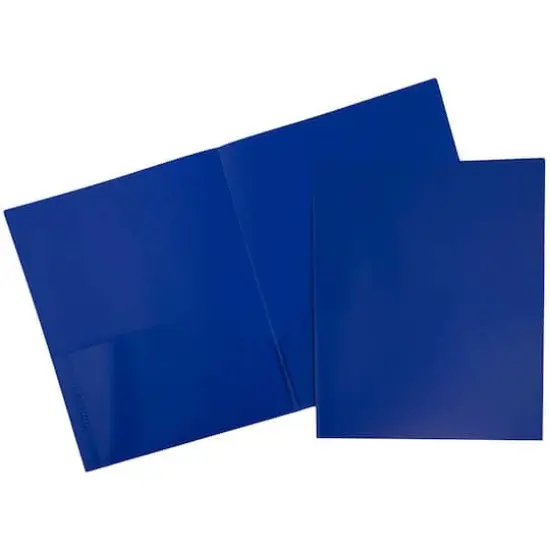 JAM Paper 9.5" x 11.5" Plastic 2-Pocket POP Folder Blue {1}