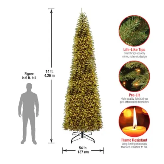 14 ft. Pre-Lit Kingswood&trade; Fir Pencil Artificial Christmas Tree, Clear Lights {5}