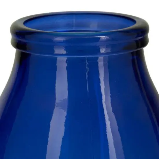 Blue Recycled Glass Handmade Spanish Vase with Ombre Effect 7" x 7" x 11" {5}