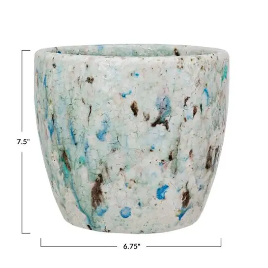 Hello Honey&reg; 7.5" Blue Crackle Glaze Terra Cotta Planter {7}