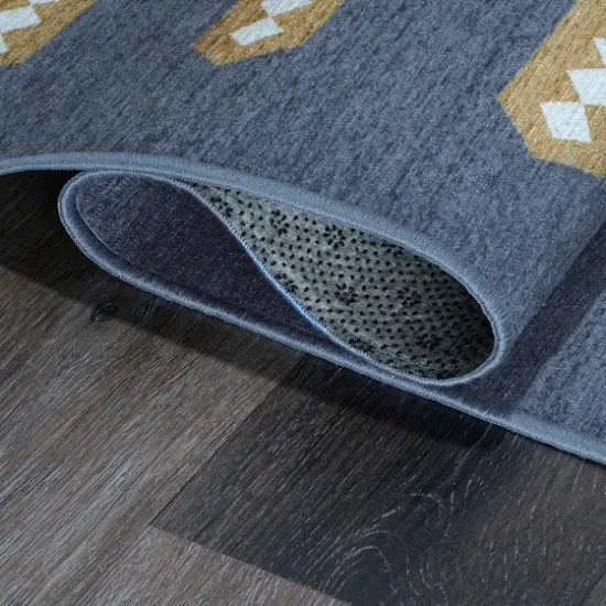 My Magic Carpet Dash & Dot Washable Rug Indigo Camel {4}