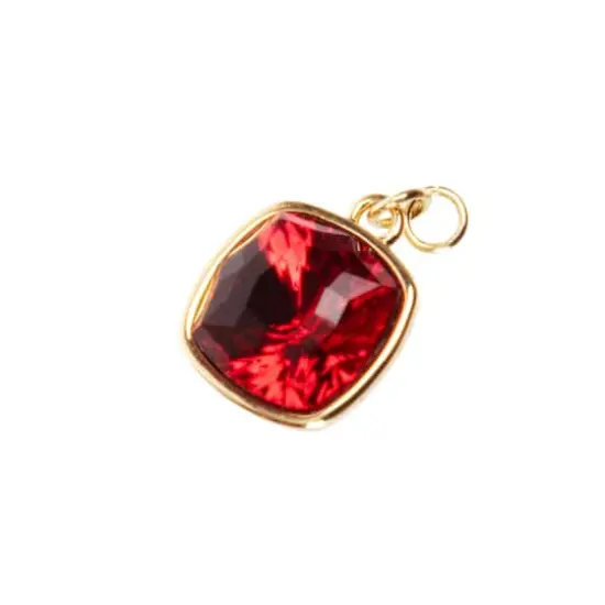 14K Gold Plated Scarlet Austrian Crystal Square Cut Charm by Bead Landing&trade; {1}