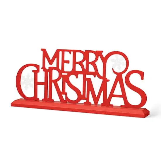 Glitzhome&reg; 18" Red Metal Merry Christmas Table D&eacute;cor {1}