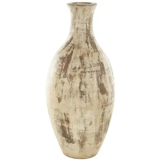 Brown Ceramic Antique Style Distressed Vase {3}