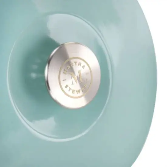 Martha Stewart 3qt. Turquoise Enameled Embossed Stripe Cast Iron Dutch Oven with Lid {6}