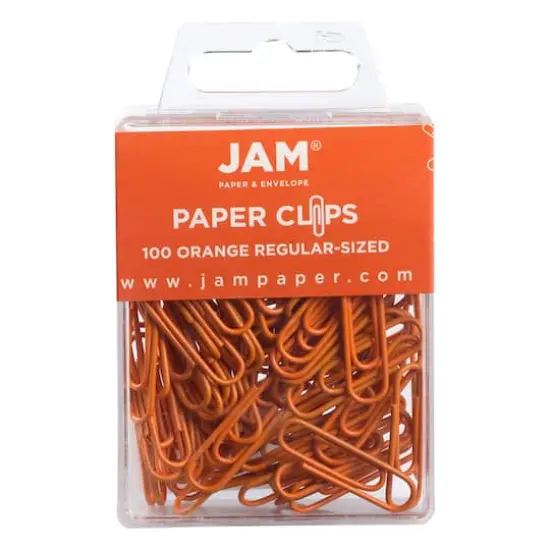 JAM Paper 1" Colorful Standard Paper Clips, 2 Packs of 100 Orange {1}