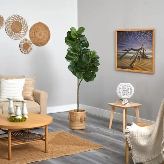 5.5ft. Fiddle Leaf Fig Artificial Tree in Handmade Natural Jute Planter with Tassels {5}