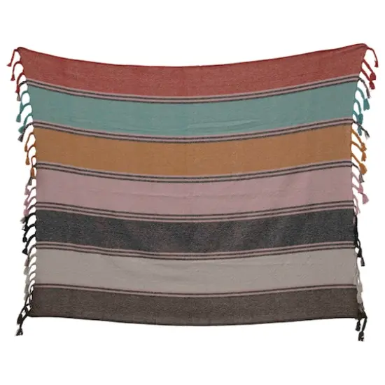 Hello Honey&reg; Multicolor Stripe Recycled Cotton Blend Throw Blanket with Braided Fringe {1}